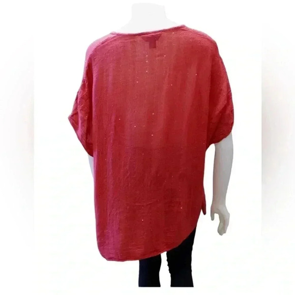 Charlie Paige Hot Pink Poncho Style Short Sleeve Sparkle  Top Size 0/S - Picture 3 of 8